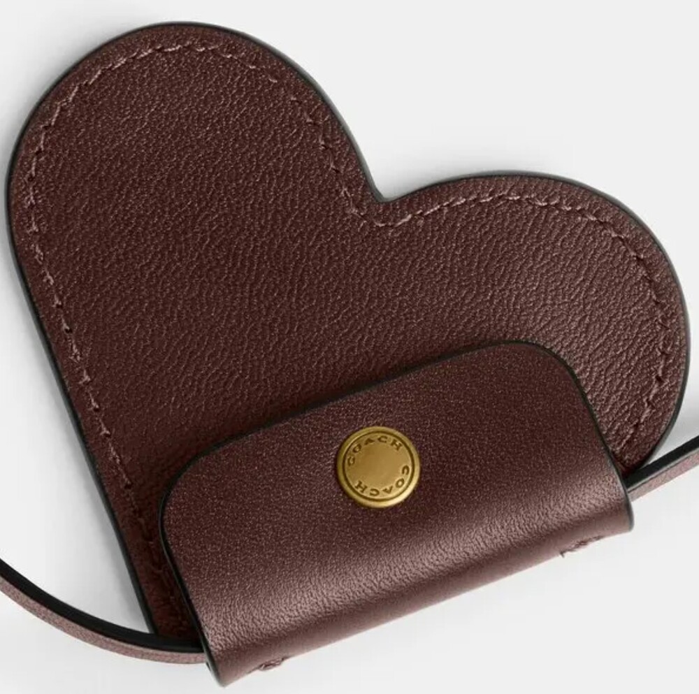 Authentic Coach Heart Pouch Style CCY98 NWT Leather Mini Bag Charm - Picture 3 of 6